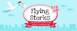 Flying Storks Yard Sign Birth Announcements in Maryland