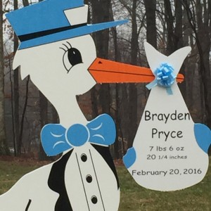 Poolesville, MD Lawn Sign Birth Announcement<br/> Flying Storks<br/> (301) 606-3091