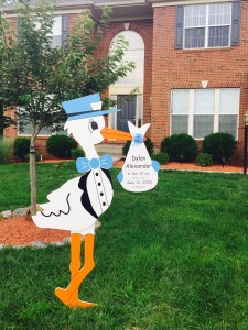 North Potomac Yard Sign Stork Greeting<br/>Flying Storks<br/>N Potomac, Md<br/>(301) 606-3091