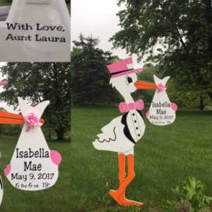 Pink Stork Baby Stork Sign Rental<br/> Flying Storks<br/> Md Stork Sign Yard Cards<br/> (301) 606-3091