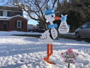 Maryland Stork Sign Delivery<br/> Flying Storks Lawn Sign Birth Announcements<br/> (301)606-3091