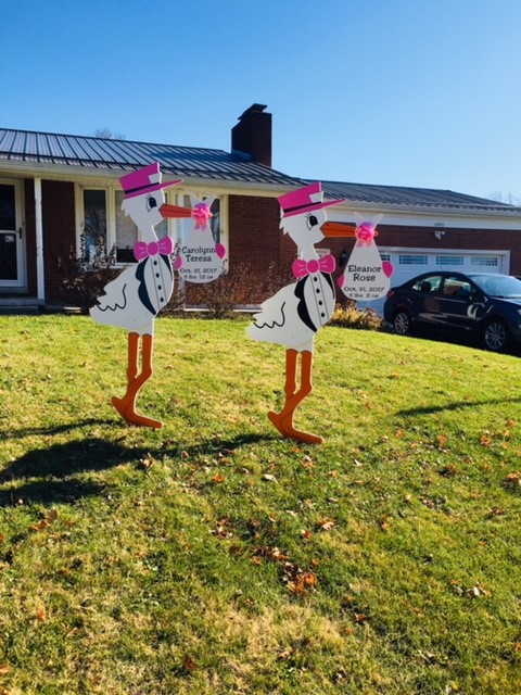 Hagerstown, MD Stork Sign Rentals~Flying Storks~Hagerstown Stork Yard Sign